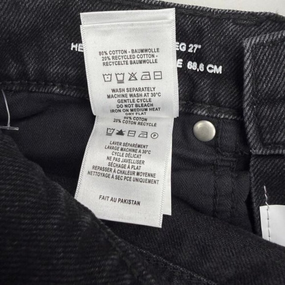 DL1961 Hepburn Wide Leg Distressed High Rise Jean Raw Hem 24 Lark Washed Black - Picture 7 of 10